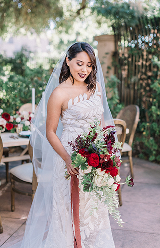 Jewel Tone Wedding, oscar de la renta wedding dress