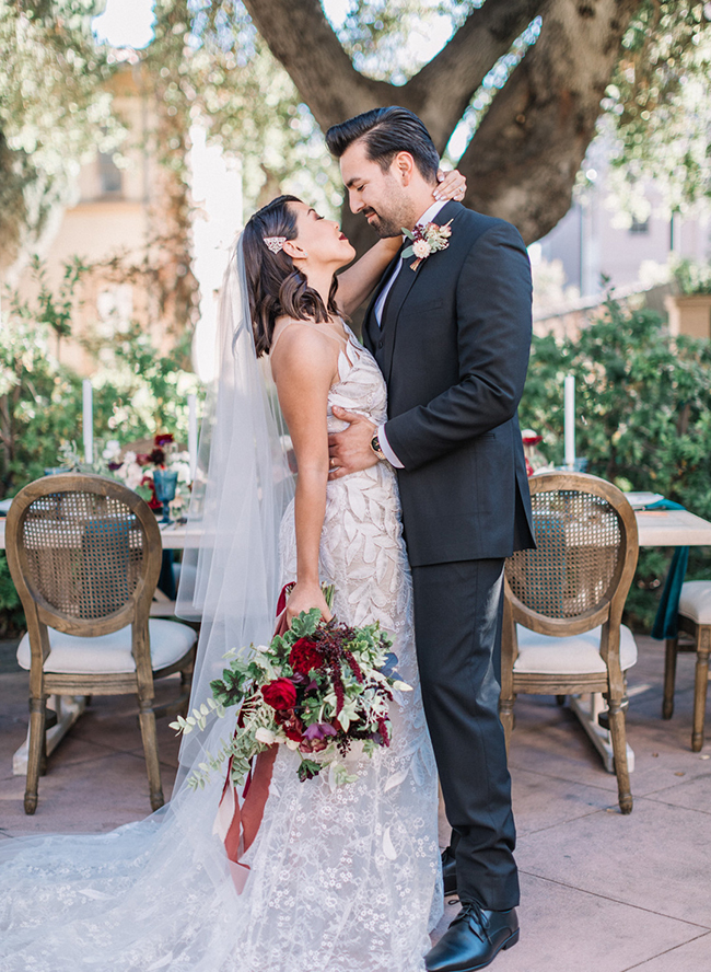 Jewel Tone Wedding, oscar de la renta wedding dress