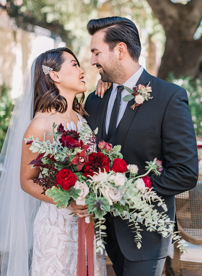 Jewel Tone Wedding, oscar de la renta wedding dress