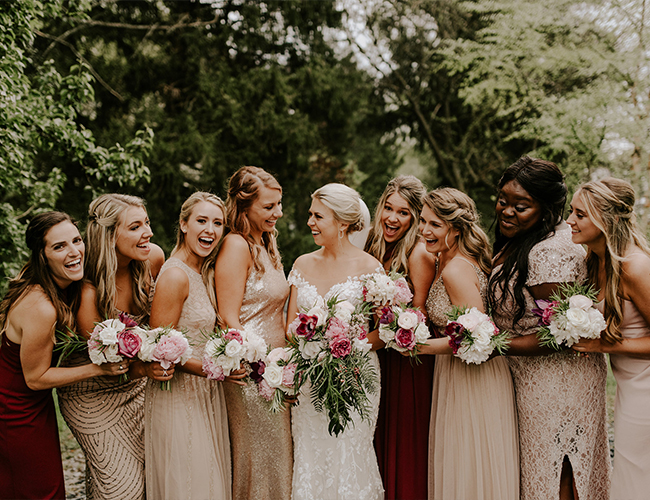 Blush pink and burgundy bridesmaid outlet dresses