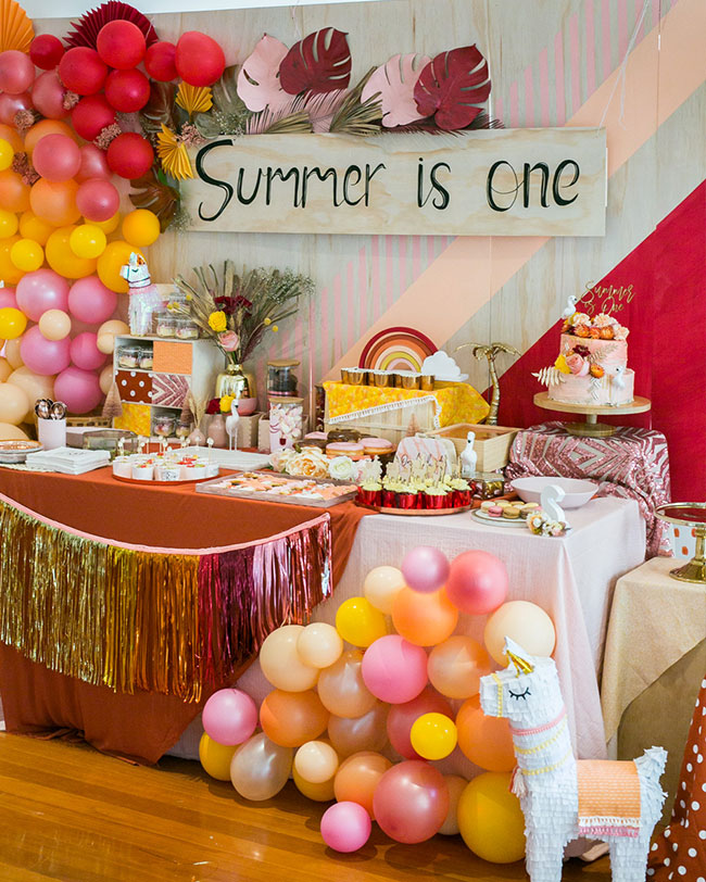 Summer Themed Birthday Party, Alpaca Birthday