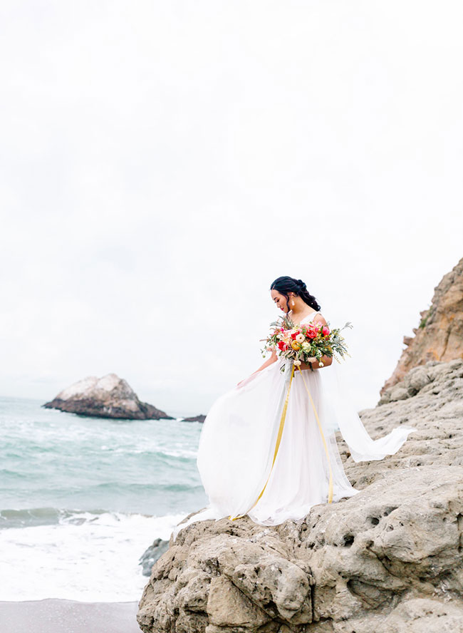 Living Coral Wedding Inspiration , Seaside Wedding in San Francisco