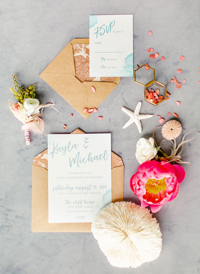 Living Coral Wedding Inspiration , Seaside Wedding in San Francisco