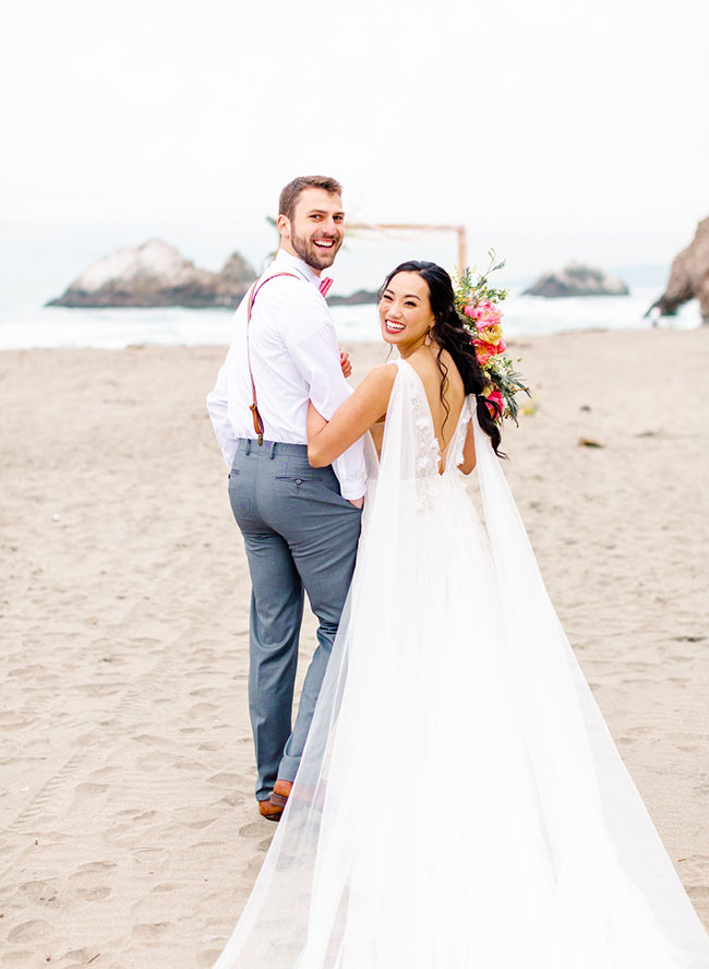 Living Coral Wedding Inspiration , Seaside Wedding in San Francisco