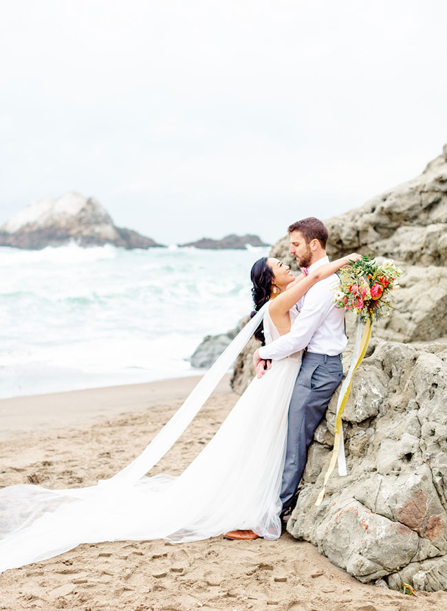 Living Coral Wedding Inspiration , Seaside Wedding in San Francisco