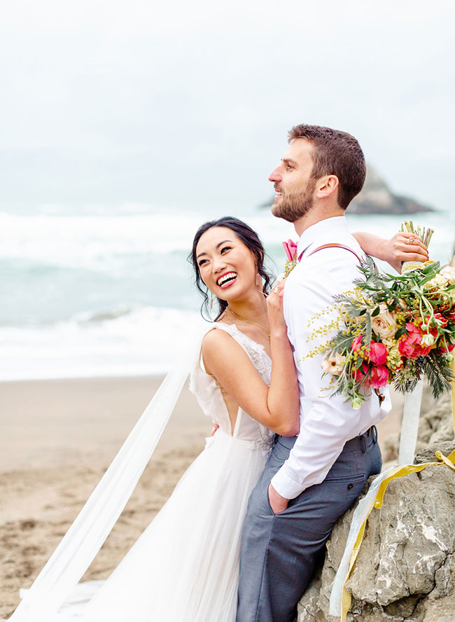 Living Coral Wedding Inspiration , Seaside Wedding in San Francisco