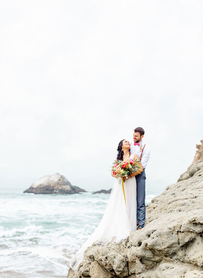 Living Coral Wedding Inspiration , Seaside Wedding in San Francisco