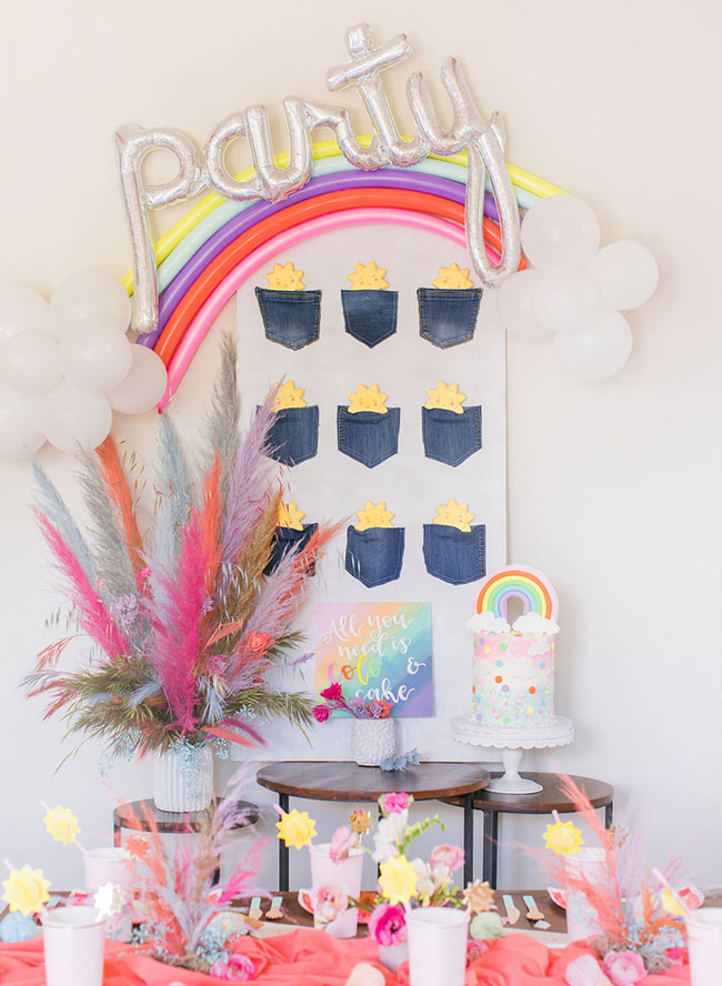 Pockets Full of Sunshine Birthday Party, Colorful Party Themes, Rainbow Birthday Party