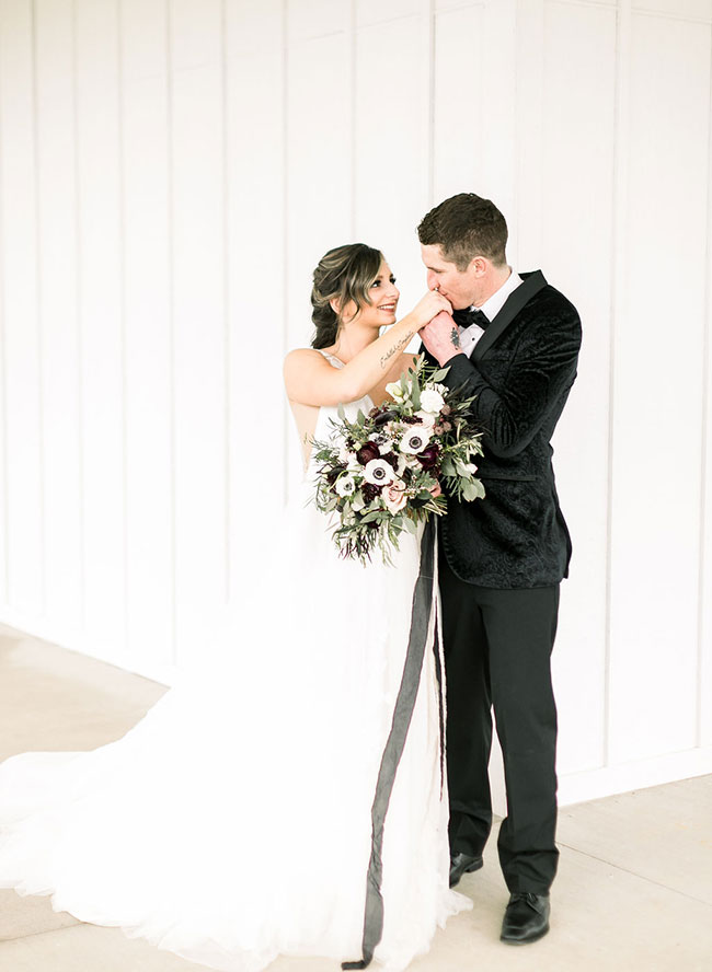 A Chic Matte Black Barn Wedding with Greenery - Inspired by This