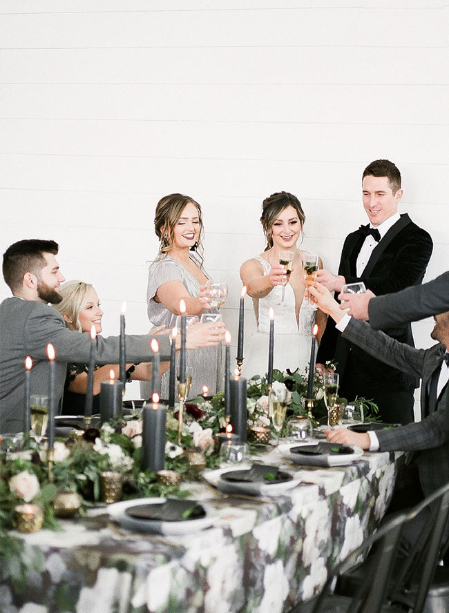 A Chic Matte Black Barn Wedding with Greenery - Inspired by This