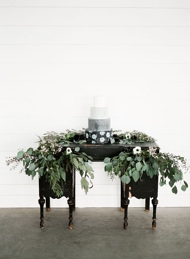 A Chic Matte Black Barn Wedding with Greenery - Inspired by This