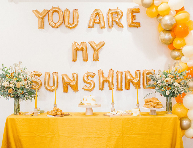 Gold Sunshine Themed Birthday, You Are My Sunshine backdrop