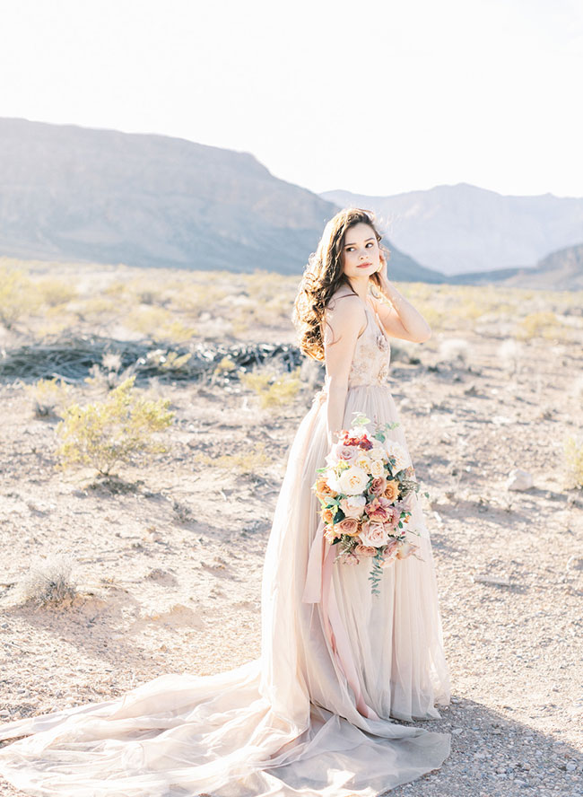 Red Rock Canyon Elopement, blush and mauve wedding