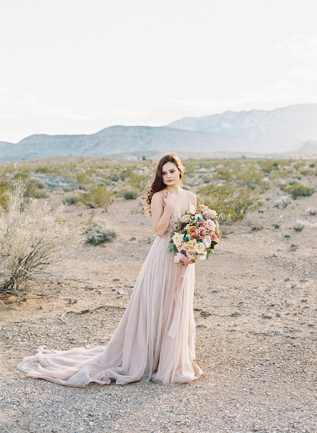 Red Rock Canyon Elopement, blush and mauve wedding