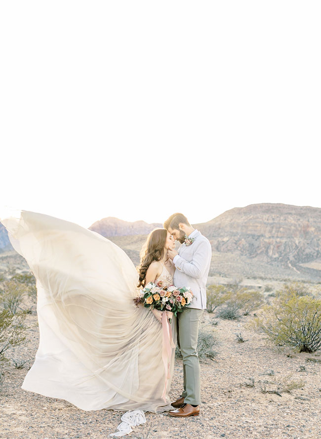 Red Rock Canyon Elopement, blush and mauve wedding