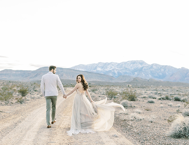 Red Rock Canyon Elopement, blush and mauve wedding