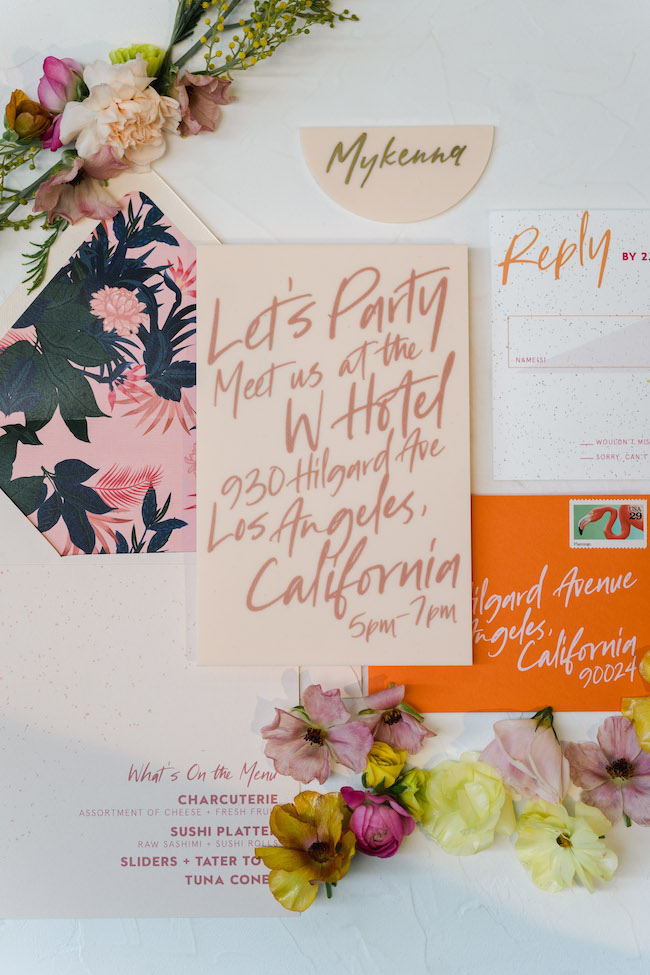 Colorful Mid-Century meets Modern Wedding Inspiration at the W Hotel - Inspired by This