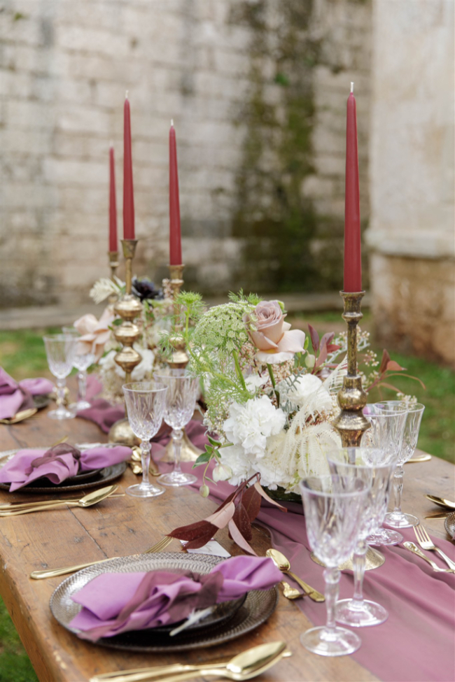 Luxurious & Romantic Burgundy Italian Wedding